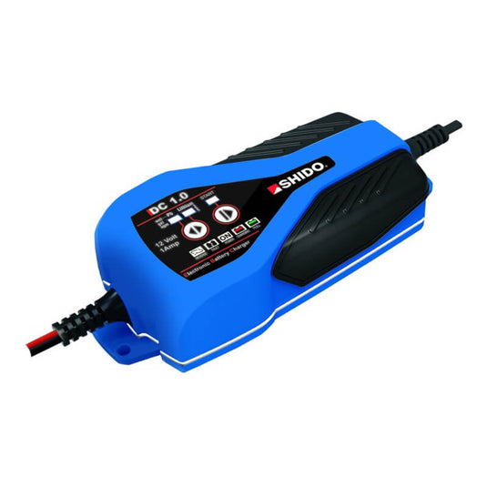 Carregador inteligente Shido DC1 12V 1A para baterias de lítio LiFePO4 AGM e GEL de moto