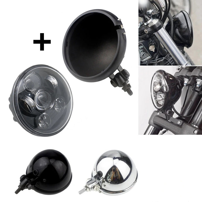 Farol frontal suporte com inferior LED 5.75 pol cafe racer bobber chopper