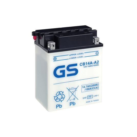 Bateria GS CB14A-A2 12V 14.7Ah convencional com ácido para moto