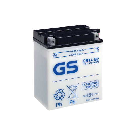 Bateria GS CB14-B2 12V 14.7Ah convencional com ácido para moto