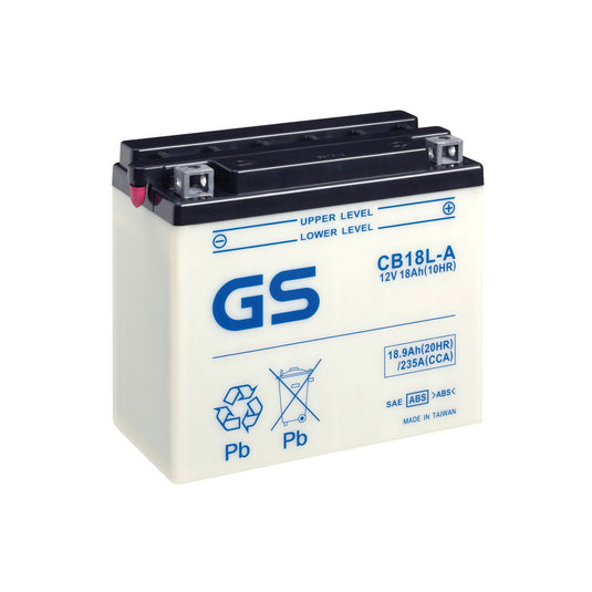 Bateria GS CB18L-A 12V 18.9Ah convencional com ácido para moto