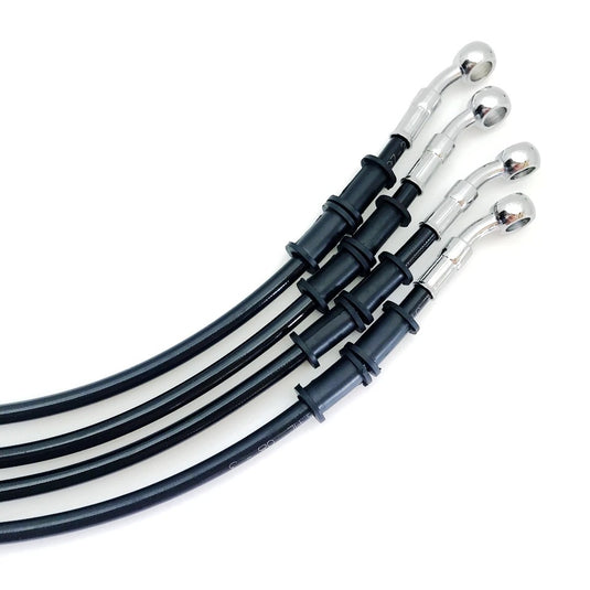 Mangueira hidráulica de travão 28° preta 400-2200 mm - Cabo trançado DOT 10 mm