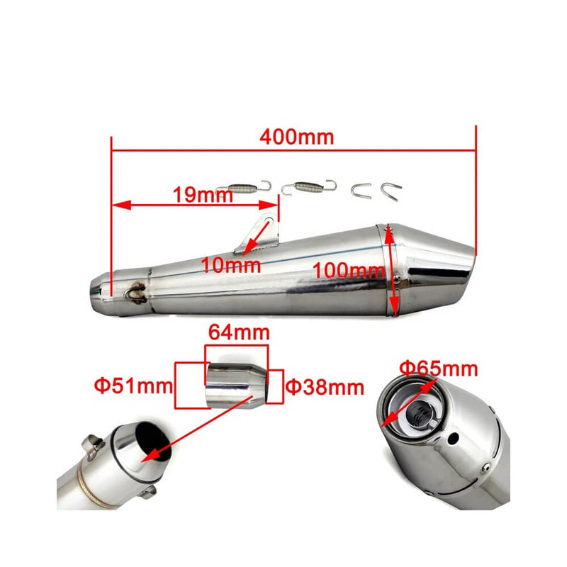 Carregue imagem no visualizador da galeriaPonteira de escape Universal aço inoxidável 38-51 mm com DB killer silenciador
