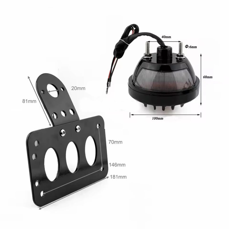 Load image into Gallery viewer, Farolim traseiro LED 12V suporte matrícula lateral - chopper bobber
