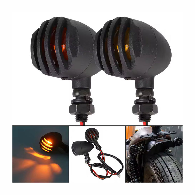 Load image into Gallery viewer, Par piscas LED retro metal - Estilo cafe racer luz de presença
