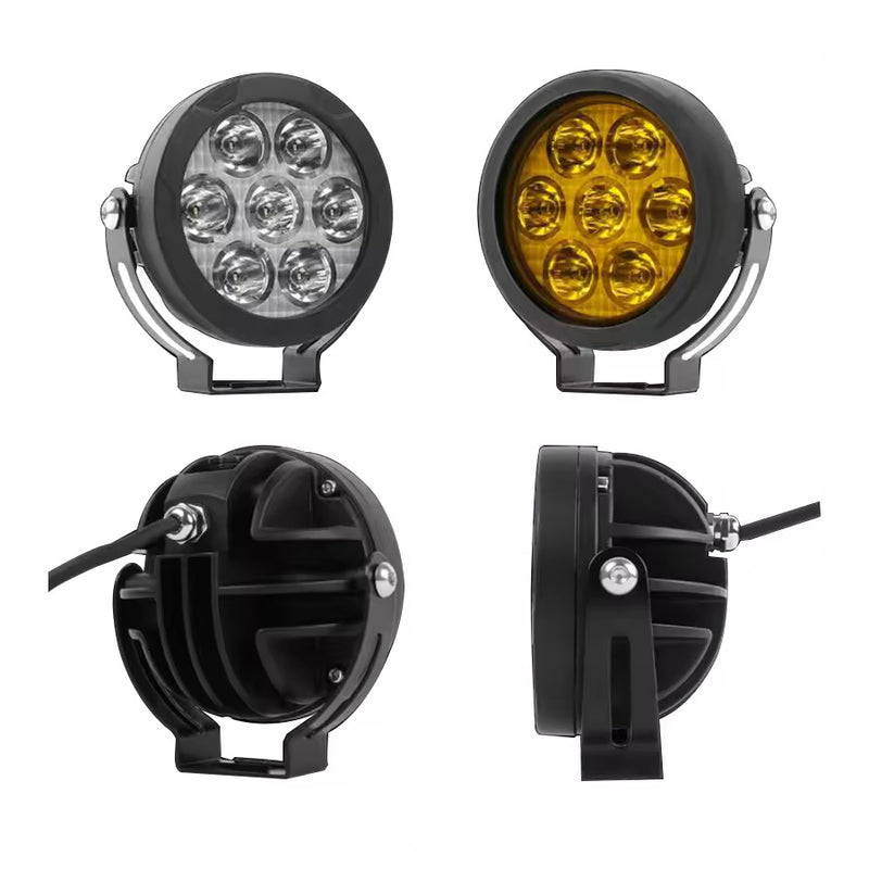 Carregue imagem no visualizador da galeriaFaróis Auxiliares LED 4.5 Pol 70W - Projector 7 LEDs com interruptor
