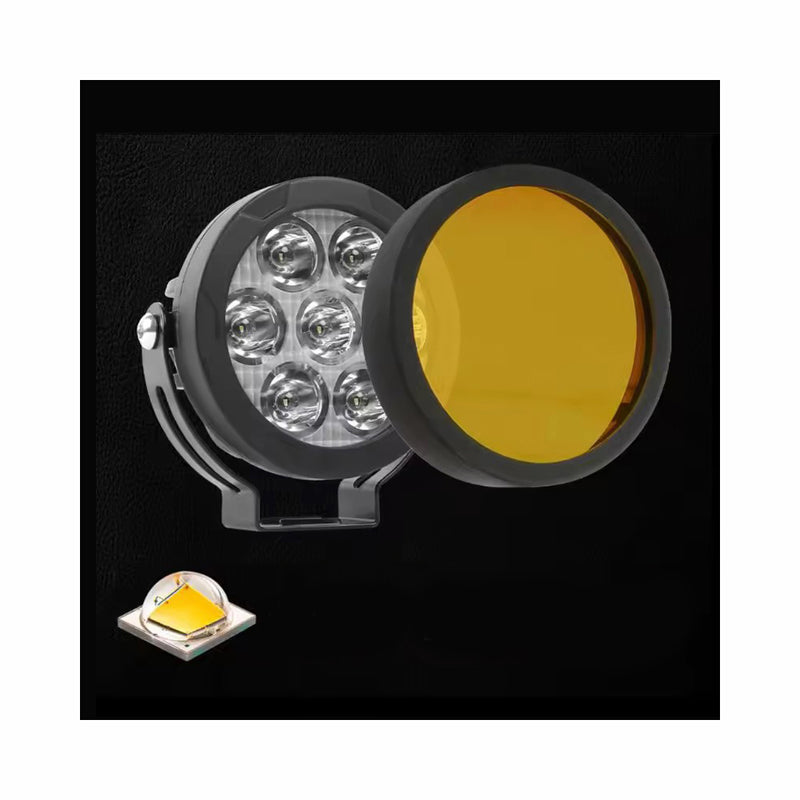 Carregue imagem no visualizador da galeriaFaróis Auxiliares LED 4.5 Pol 70W - Projector 7 LEDs com interruptor
