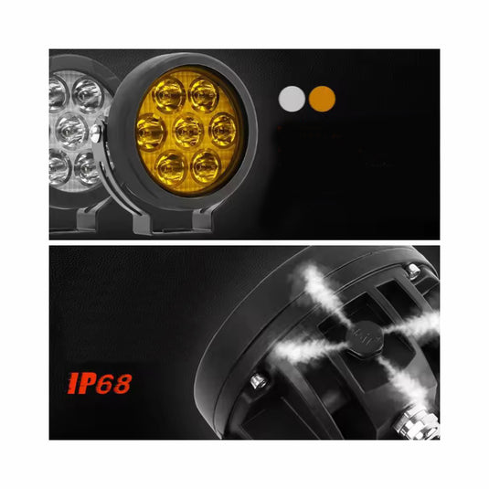 Faróis Auxiliares LED 4.5 Pol 70W - Projector 7 LEDs com interruptor