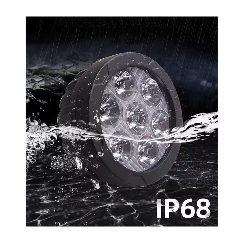 Carregue imagem no visualizador da galeriaFaróis Auxiliares LED 4.5 Pol 70W - Projector 7 LEDs com interruptor
