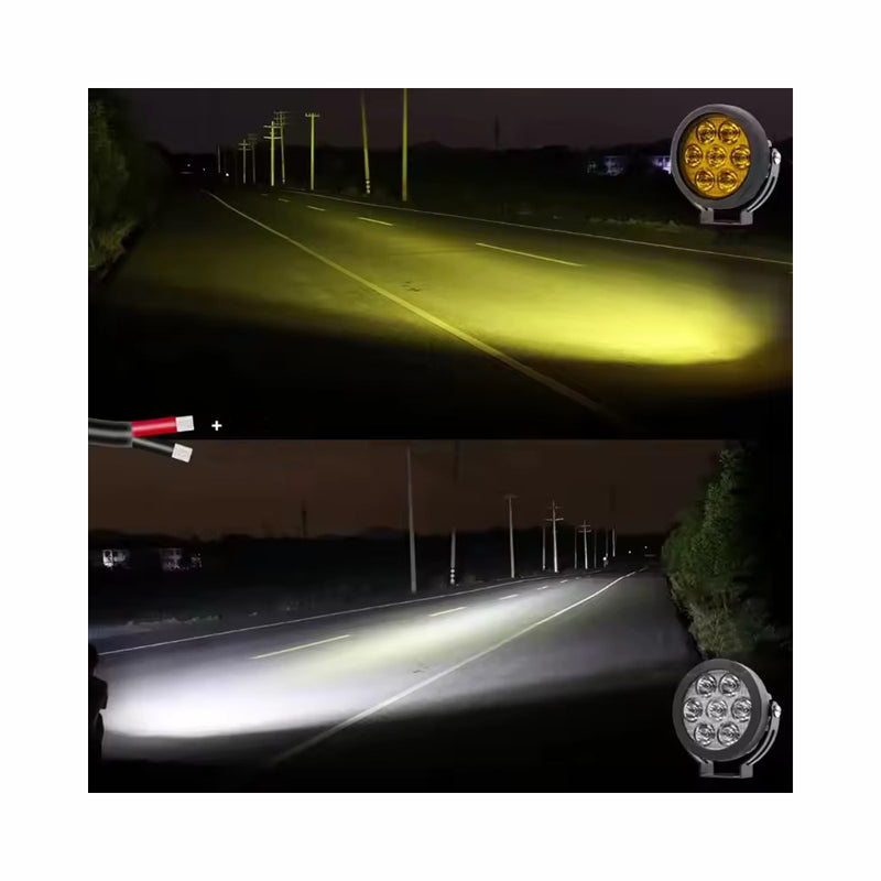 Carregue imagem no visualizador da galeriaFaróis Auxiliares LED 4.5 Pol 70W - Projector 7 LEDs com interruptor
