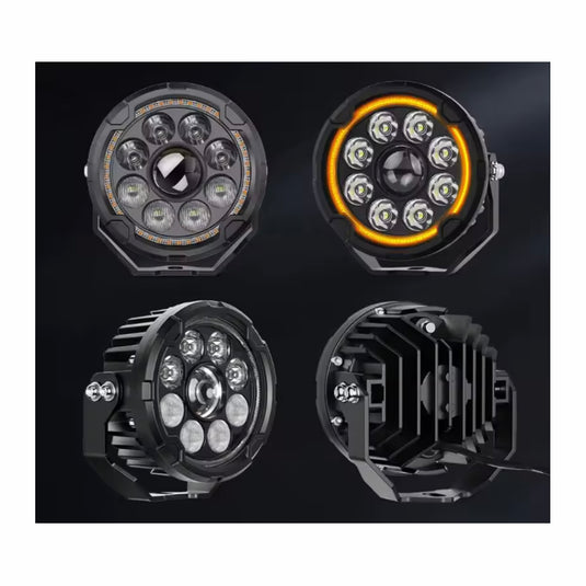 Faróis auxiliares LED 110W - Duplo feixe com DRL âmbar 4.5 pol