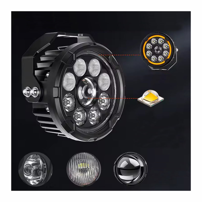 Carregue imagem no visualizador da galeriaFaróis auxiliares LED 110W - Duplo feixe com DRL âmbar 4.5 pol
