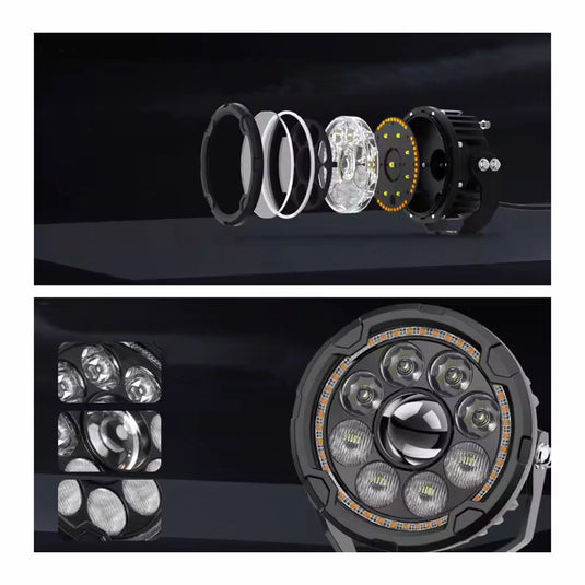Faróis auxiliares LED 110W - Duplo feixe com DRL âmbar 4.5 pol