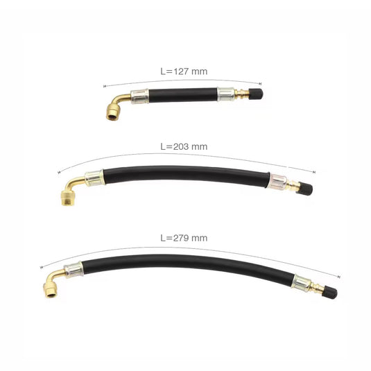 Extensão válvula pneu flexível 90° - Latão e borracha