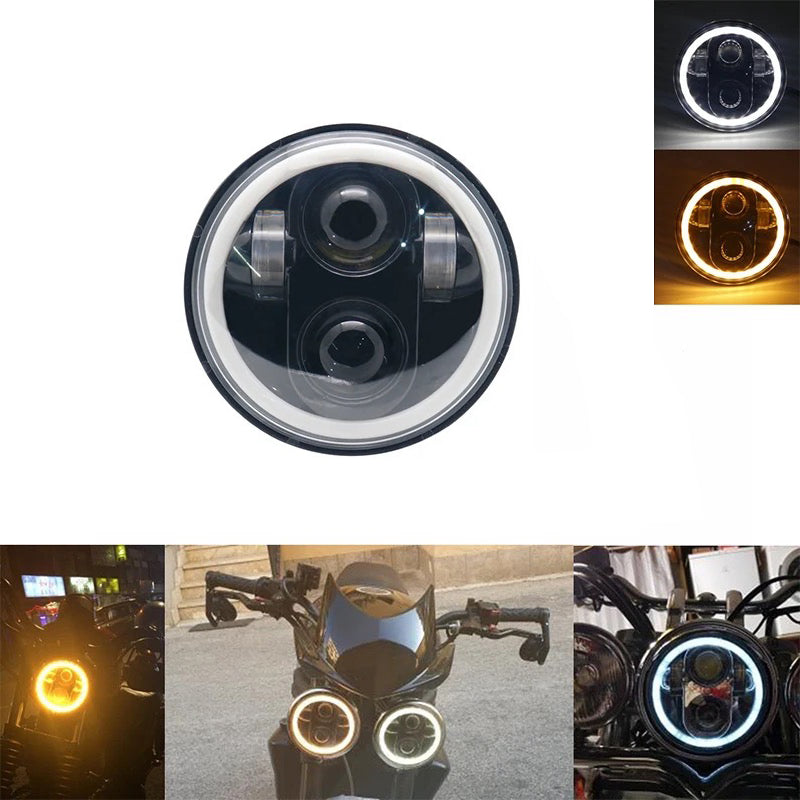 Load image into Gallery viewer, Farol frontal suporte com inferior LED 5.75 pol cafe racer bobber chopper
