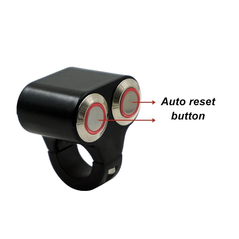 Load image into Gallery viewer, Comutador 2 botões auto reset luz azul ou vermelha 22 mm alumínio moto
