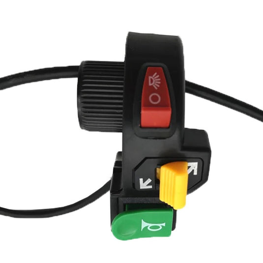 Comutador botões coloridos piscas, buzina e luzes 22 mm plástico moto