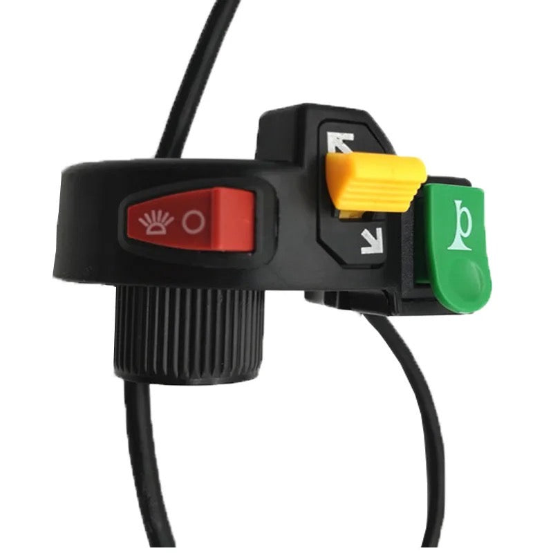 Load image into Gallery viewer, Comutador botões coloridos piscas, buzina e luzes 22 mm plástico moto
