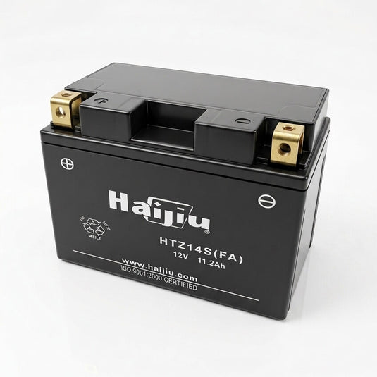 Bateria Haijiu HTZ14S-FA 12V 11.2Ah MF selada para moto - 230A CCA, pronta a instalar
