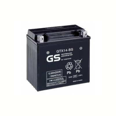 Bateria GS GTX14-BS 12V 12Ah AGM selada para moto 4T - sem manutenção, pronta a instalar