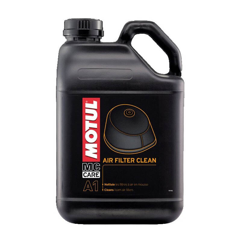 Load image into Gallery viewer, Motul A1 Air Filter Clean 5 L, produto de limpeza para filtros de ar em espuma de motos em embalagem preta com pega
