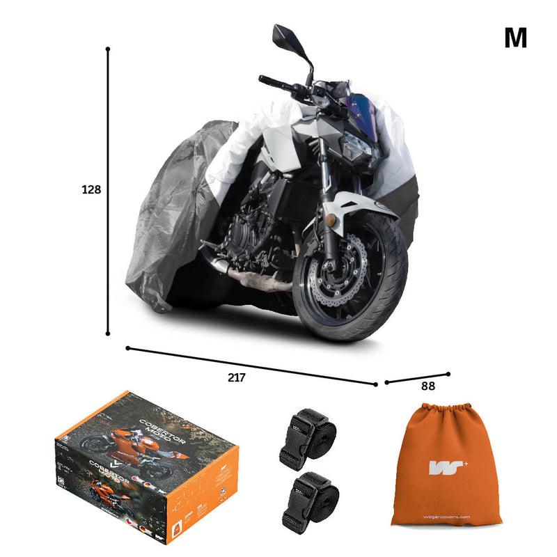 Carregue imagem no visualizador da galeriaCapa impermeável cinza Wagen Cover tamanho M para moto sport
