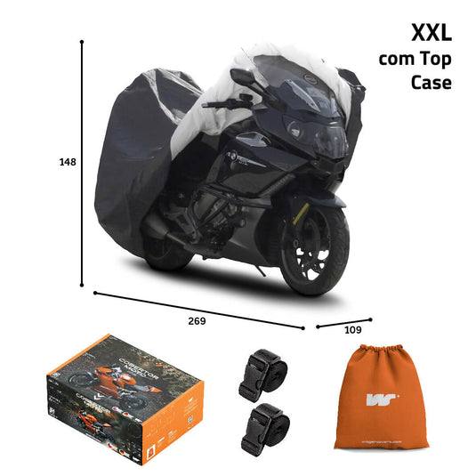 Capa impermeável tamanho XXL com top case - Wagen Cover