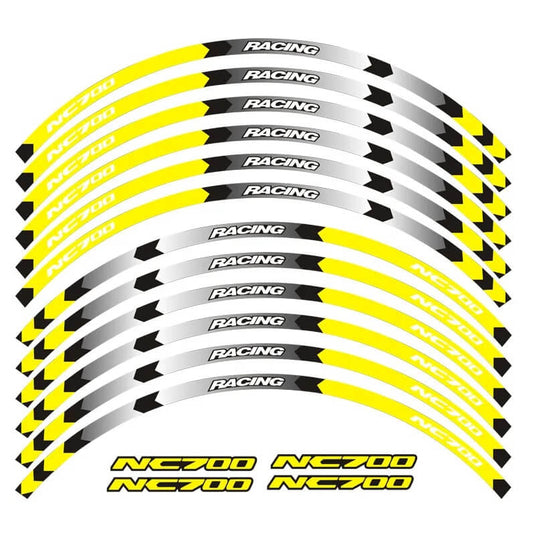 Autocolantes refletores Honda NC700 Amarelo A - Faixas decorativas para jantes 17 polegadas
