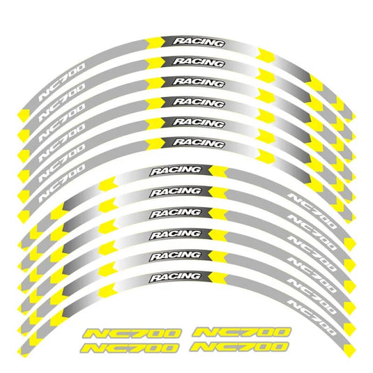 Autocolantes refletores Honda NC700 Amarelo B - Adesivos personalizados para jantes de moto