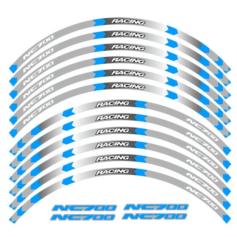 Load image into Gallery viewer, Autocolantes refletores Honda NC700 Azul B - Kit completo para personalização de jantes
