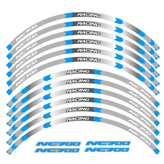 Autocolantes refletores Honda NC700 Azul B - Kit completo para personalização de jantes