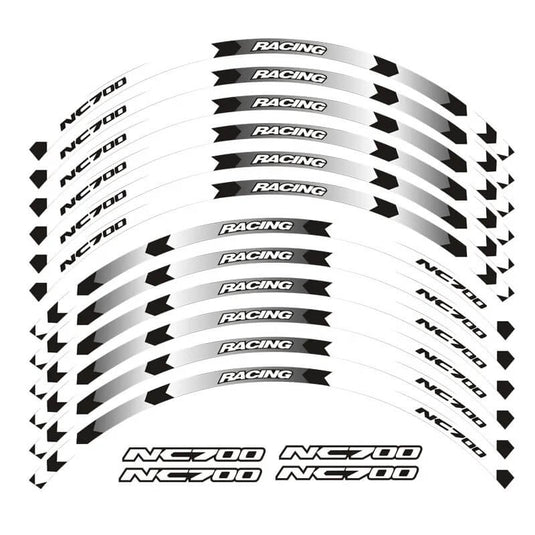 Autocolantes refletores Honda NC700 Branco A - Adesivos de alta qualidade para jantes
