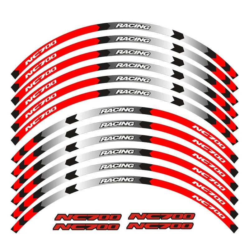 Load image into Gallery viewer, Autocolantes refletores Honda NC700 Vermelho A - Faixas decorativas refletoras para jantes 17&quot;
