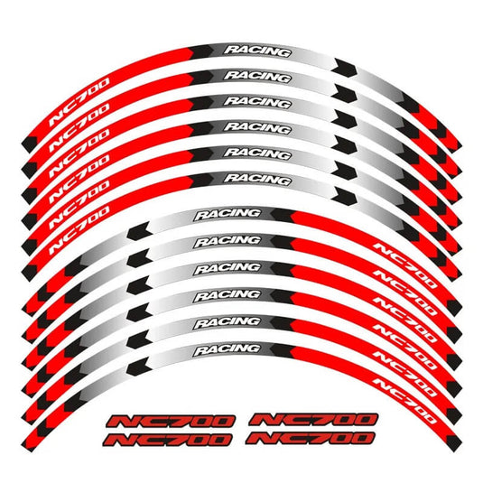 Autocolantes refletores Honda NC700 Vermelho A - Faixas decorativas refletoras para jantes 17"