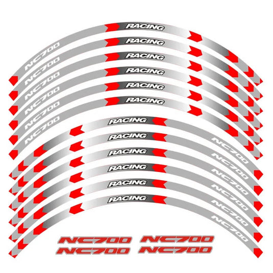 Autocolantes refletores Honda NC700 Vermelho B - Kit personalização jantes NC700 S X