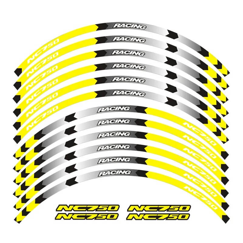 Load image into Gallery viewer, Autocolantes refletores Honda NC750 Amarelo A - Adesivos decorativos para jantes 17 polegadas
