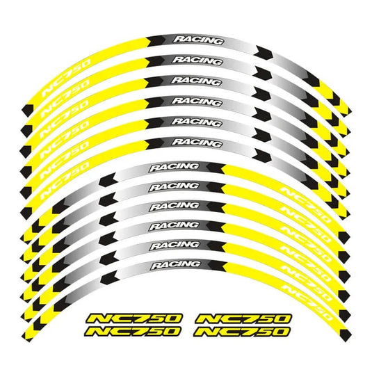 Autocolantes refletores Honda NC750 Amarelo A - Adesivos decorativos para jantes 17 polegadas