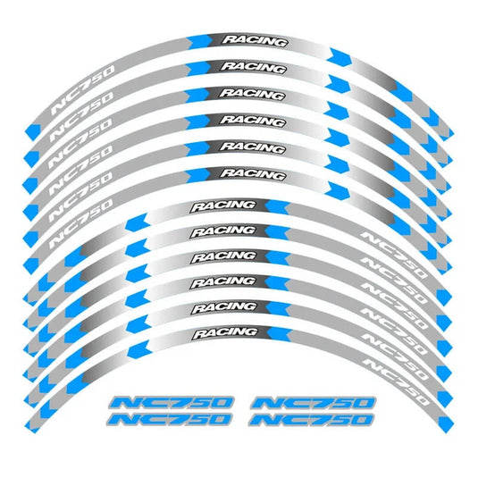 Autocolantes refletores Honda NC750 Azul B - Adesivos personalizados para jantes 17 polegadas