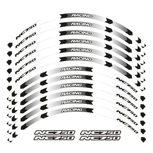 Autocolantes refletores Honda NC750 Branco A - Faixas decorativas de alta qualidade para jantes