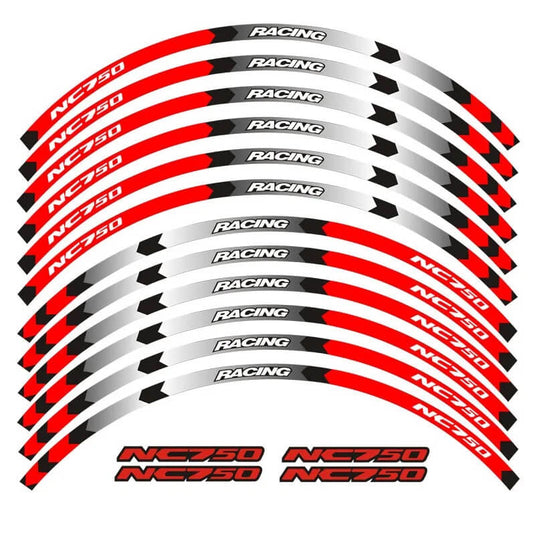 Autocolantes refletores Honda NC750 Vermelho A - Kit completo para personalização de jantes 17"