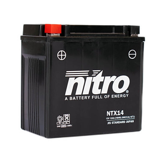 Bateria Nitro NTX14H-BS 12V 12Ah MF AGM selada para moto de alta cilindrada