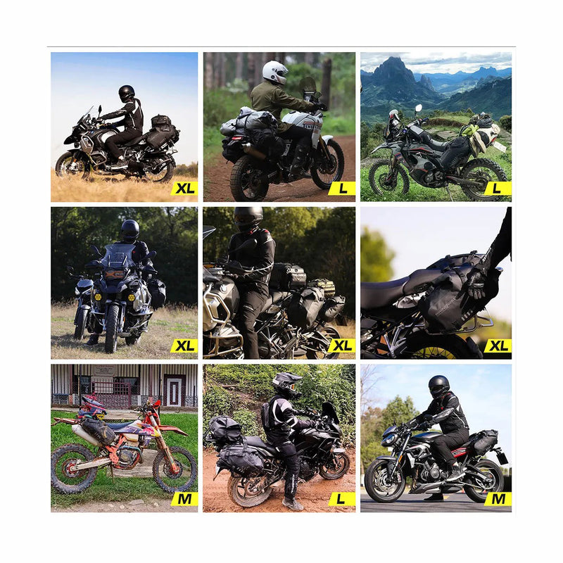 Carregue imagem no visualizador da galeriaSacos laterais para moto Rhinowalk 18L/28L/48L - Impermeáveis com sistema de fixação sem suporte
