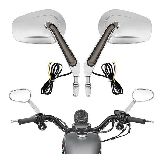 Espelhos retrovisores preto mate com pisca LED para Harley-Davidson Softail e Fat Boy