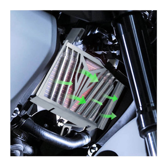 Detalhe da grelha de proteção de radiador preta para Yamaha MT-125