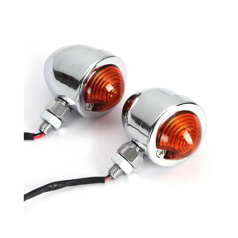 Carregue imagem no visualizador da galeriaConjunto farol frontal com piscas integrados 12V - Suporte universal cromado
