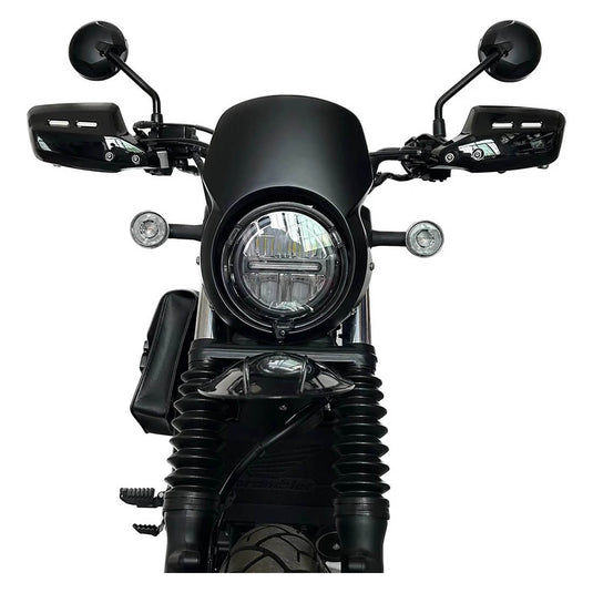 Detalhe montagem para-brisas Honda CL250 com suporte inoxidável