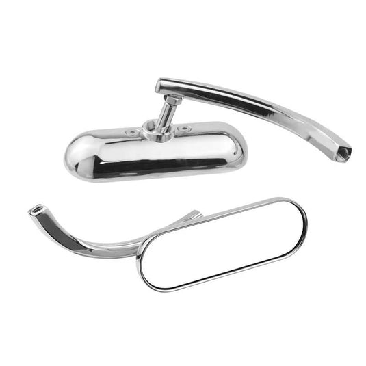 Espelhos retrovisores ovais universais moto cruiser custom alumínio