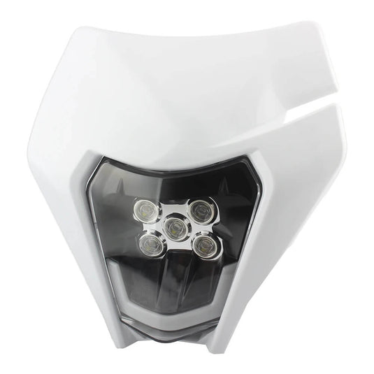 Farol LED branco 6000K montado em moto de motocross 