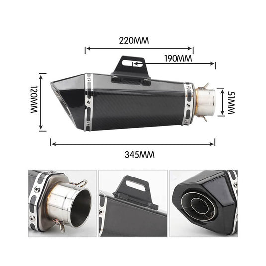 Ponteira escape universal 345 mm com silenciador