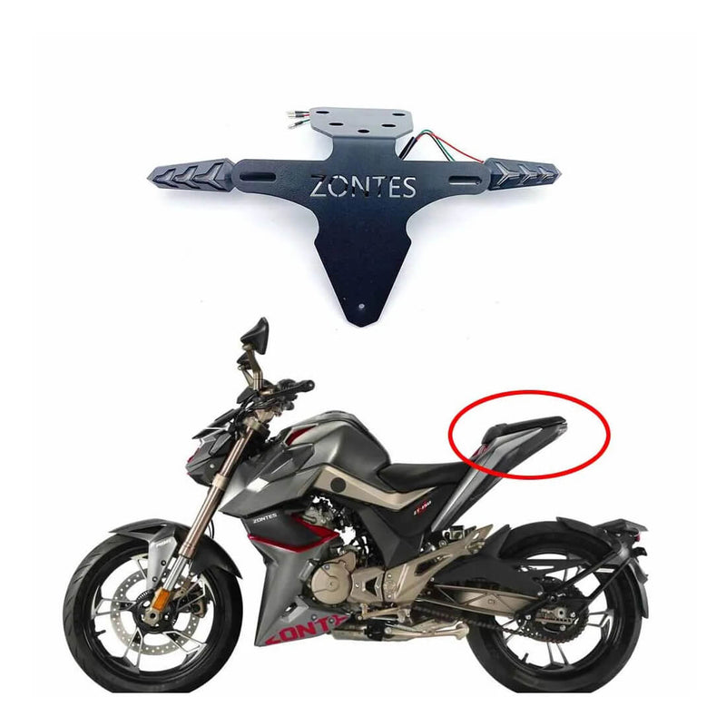 Load image into Gallery viewer, Vista lateral do suporte de matrícula para Zontes Roadster 125
